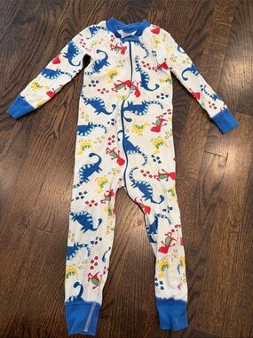 Hanna Andersson dinosaur Blue-Trim Organic Cotton Baby Zip Pajama 3T